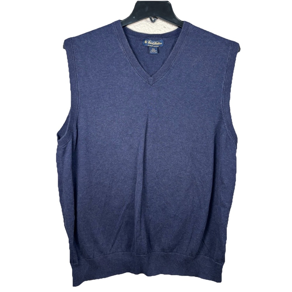 Brooks Brothers Mens V Neck Sweater Vest Navy Blue 100% Supima Cotton Size XXL